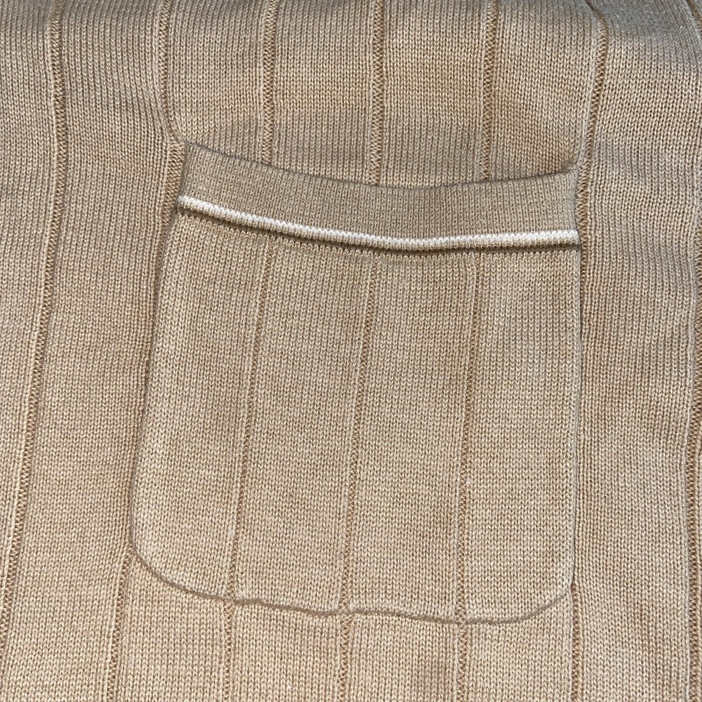 Ben Sherman Vertical Ribbed Cream Beige Knitted Polo W Pocket Size Medium 1372‎ - Picture 3 of 8